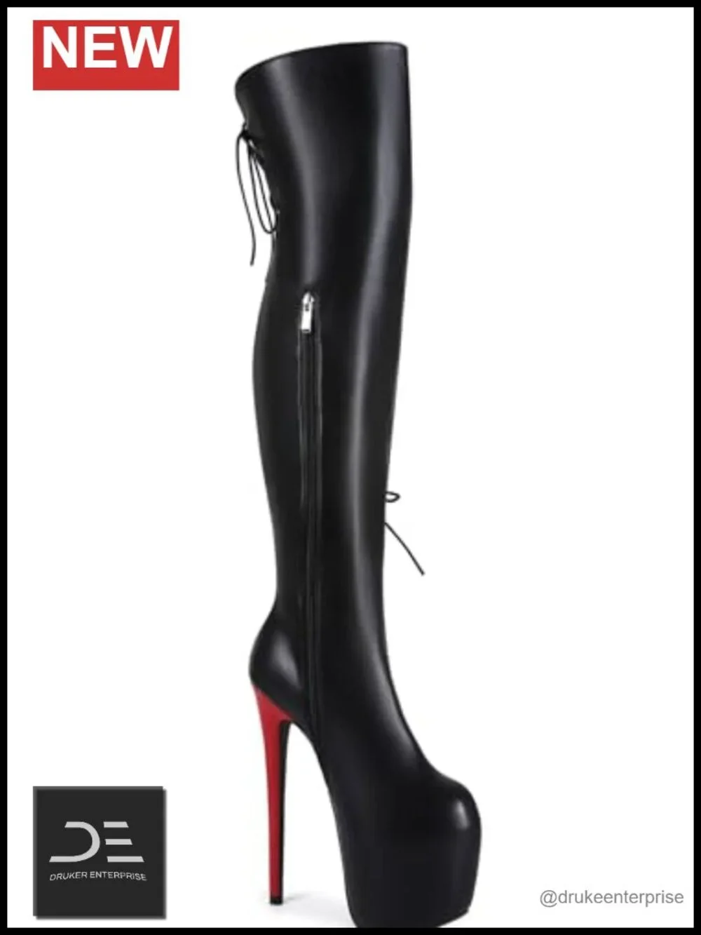 Stiletto Over the Knee Boots, Platform Thigh High, Zip Closure, Large Sizes,
